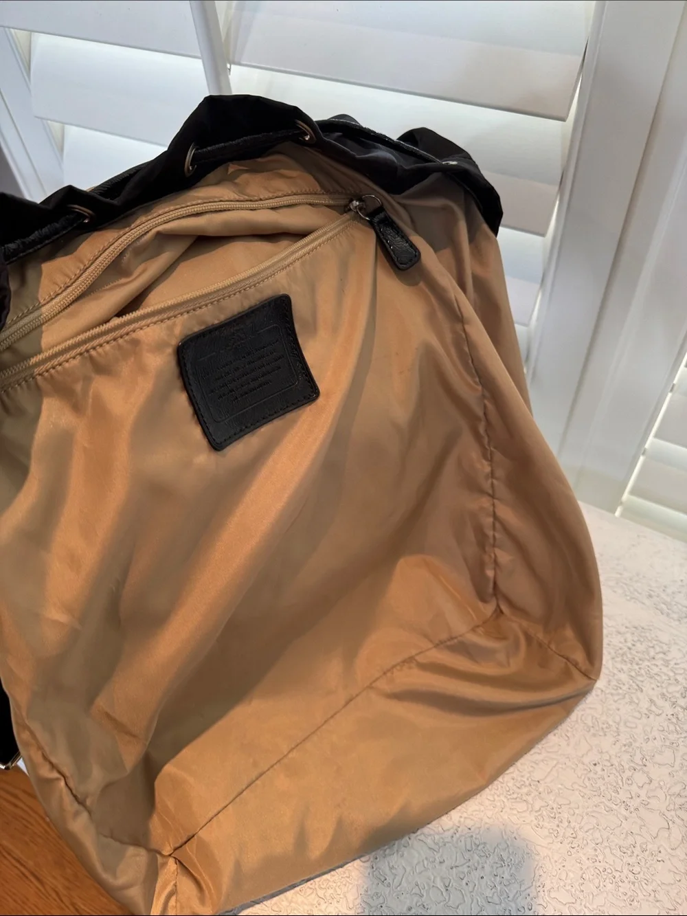 Coach Black Signature Nylon Drawstring Backpack